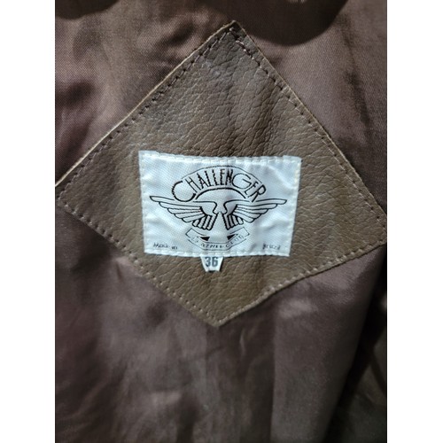 119 - A genuine leather brown motorcycle style gents jacket by Challenger, in good overall condition.