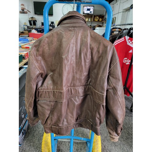 119 - A genuine leather brown motorcycle style gents jacket by Challenger, in good overall condition.