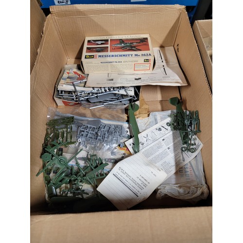 92 - 6 boxes containing a very large quantity of airfix models of military aircraft, all are opened, some... 