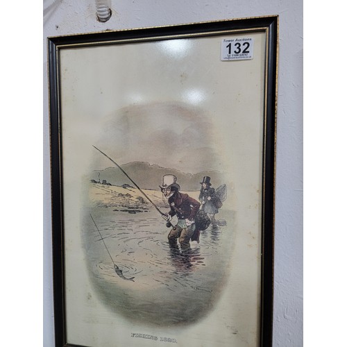 132 - A collection of 4 framed and glazed vintage prints of Johnnie Walker (whisky) depicting hunting, gol... 