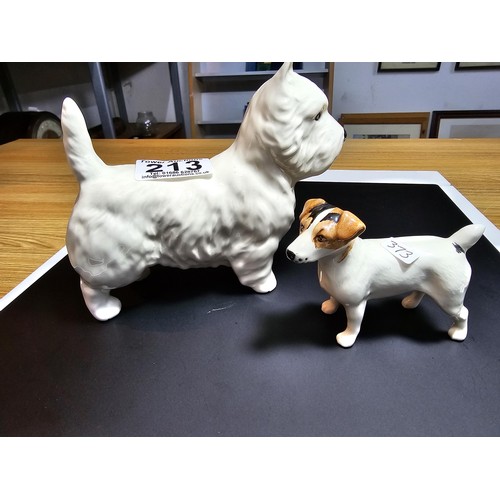 213 - 2x Beswick dog figures to inc a Jack Russell and a Westie both in excellent condition with no damage... 