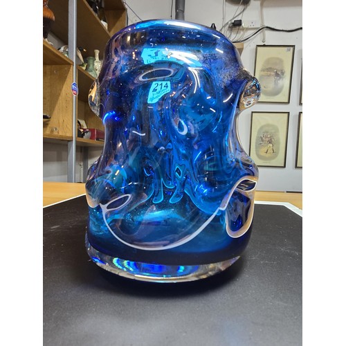 214 - Impressive Whitefriars Blue Knobbly glass vase by  - mid century, in excellent condition with no dam... 