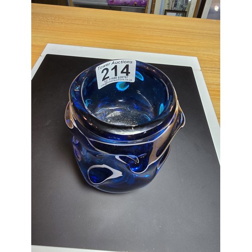 214 - Impressive Whitefriars Blue Knobbly glass vase by  - mid century, in excellent condition with no dam... 