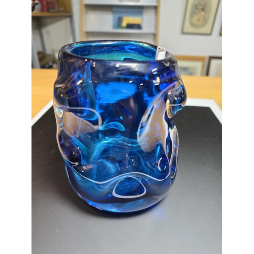 214 - Impressive Whitefriars Blue Knobbly glass vase by  - mid century, in excellent condition with no dam... 