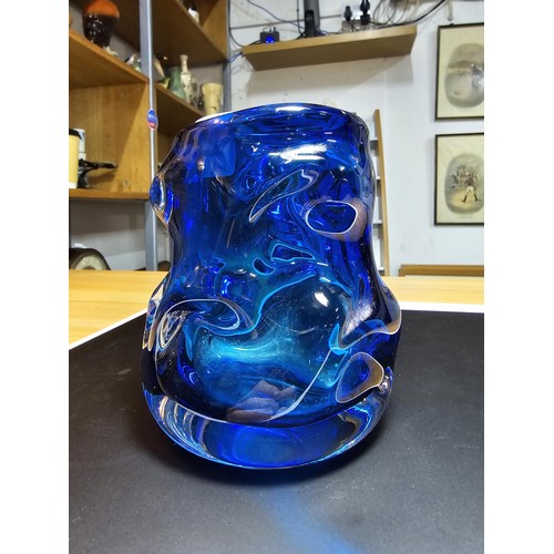 214 - Impressive Whitefriars Blue Knobbly glass vase by  - mid century, in excellent condition with no dam... 