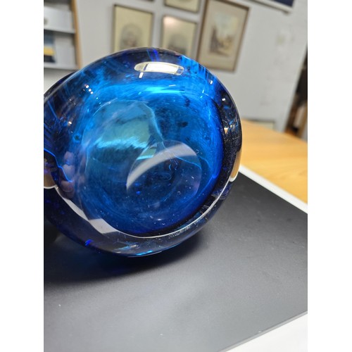 214 - Impressive Whitefriars Blue Knobbly glass vase by  - mid century, in excellent condition with no dam... 