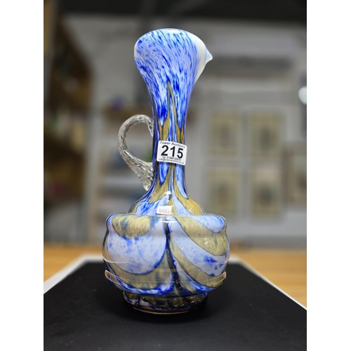 215 - Beautiful vintage Murano Art glass vase by Carlo Moratti, in blue, brown, white and clear. In excell... 