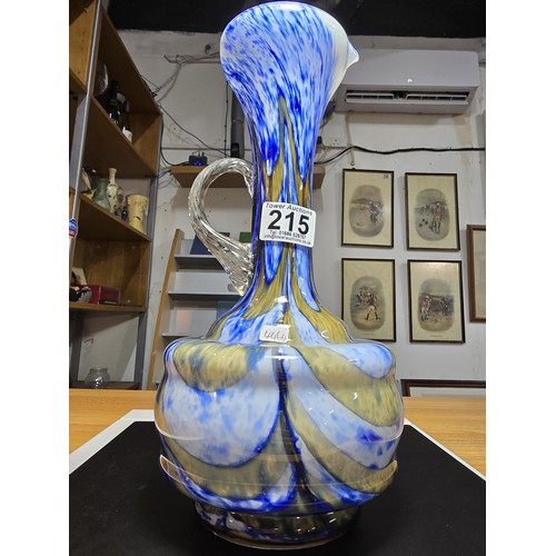 215 - Beautiful vintage Murano Art glass vase by Carlo Moratti, in blue, brown, white and clear. In excell... 