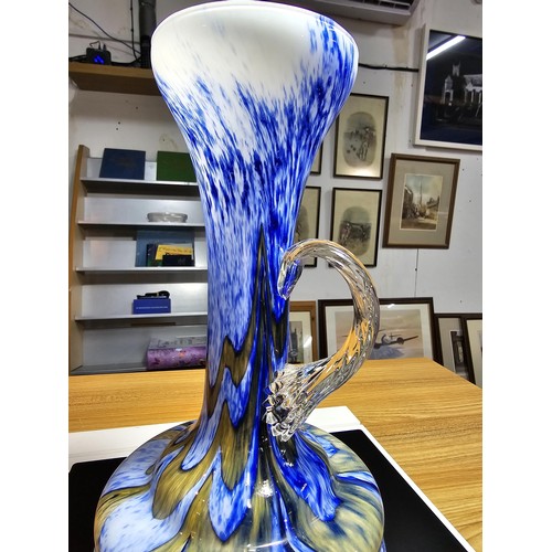 215 - Beautiful vintage Murano Art glass vase by Carlo Moratti, in blue, brown, white and clear. In excell... 