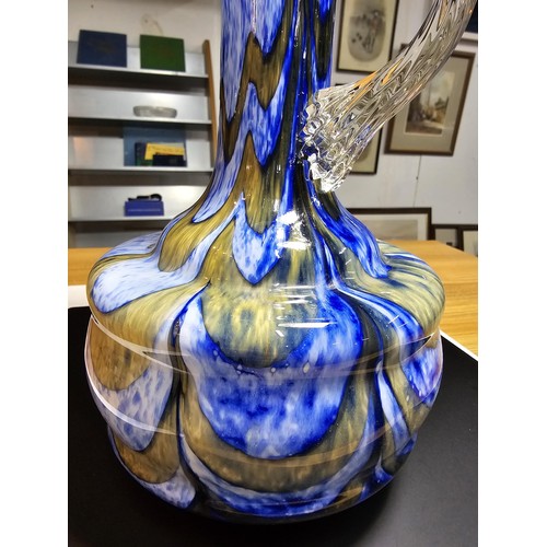 215 - Beautiful vintage Murano Art glass vase by Carlo Moratti, in blue, brown, white and clear. In excell... 