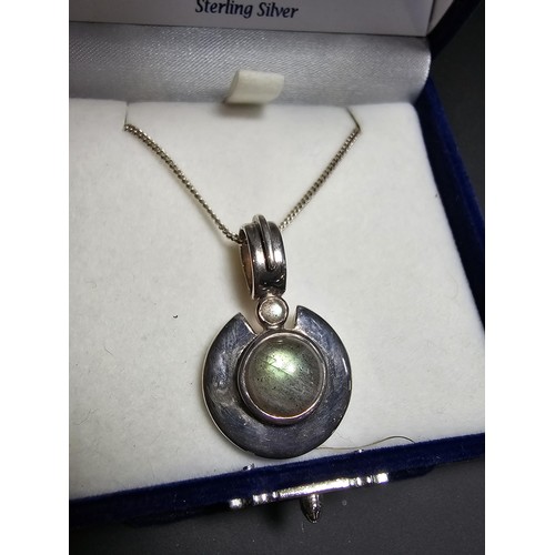 270 - Stunning as new 925 silver pendant inset 2x Labradorite stones which have excellent flashing colours... 