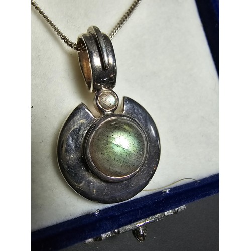 270 - Stunning as new 925 silver pendant inset 2x Labradorite stones which have excellent flashing colours... 