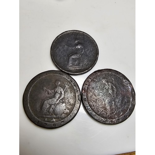 287 - 4x antique Georgian cartwheel pennies to inc a good condition 1797 cartwheel penny, (see photos)