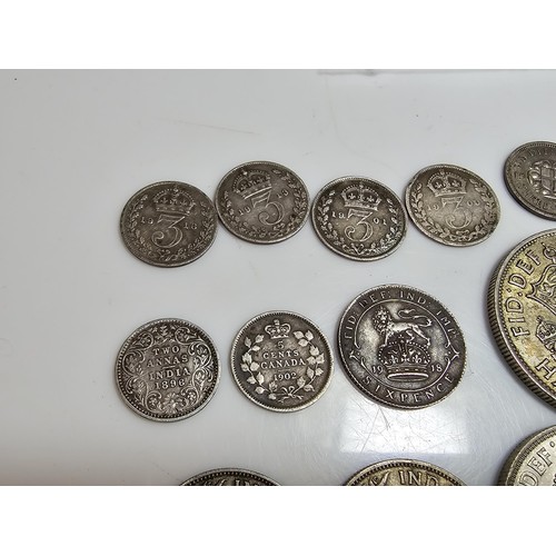 290 - A qty of 22x Pre - 1947 silver british coins to inc. half crown, two shillings coins, one shilling c... 