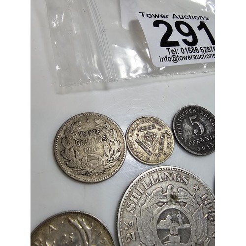 291 - Qty of 9x various early vintage & antique Silver coins from around the world to inc. 2x S.African co... 