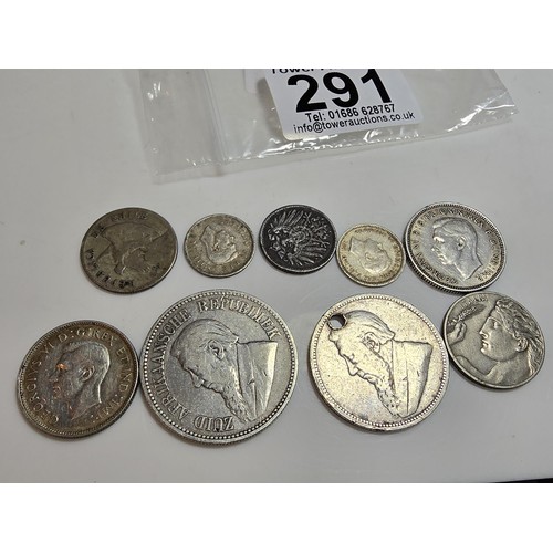 291 - Qty of 9x various early vintage & antique Silver coins from around the world to inc. 2x S.African co... 