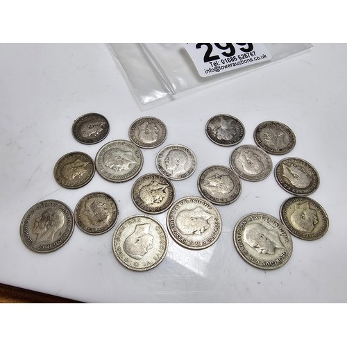 299 - Qty of 17x British Pre 1947 silver coins to inc. sixpences and threepences. Total weight of 30.2g