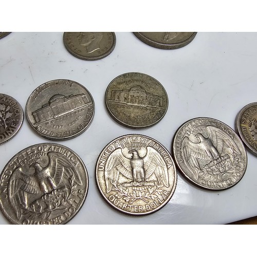 303 - qty of various coins from around the world to inc. 9x American coins some which have some silver con... 