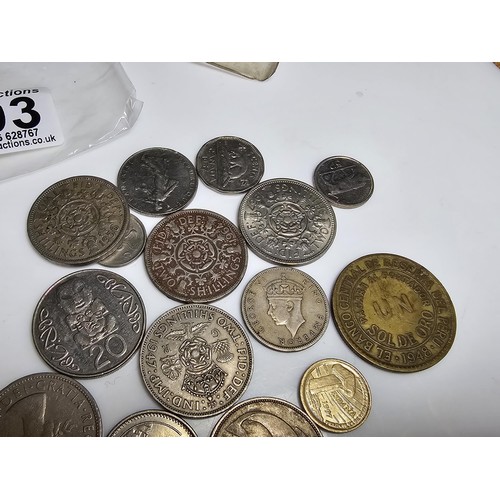 303 - qty of various coins from around the world to inc. 9x American coins some which have some silver con... 