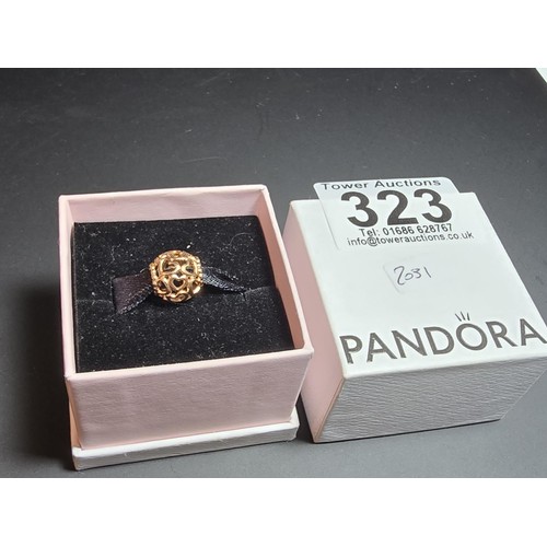 323 - Pandora Rose Gold Hearts All over Charm crafted with a 14K Rose Gold blend marked ALE R.