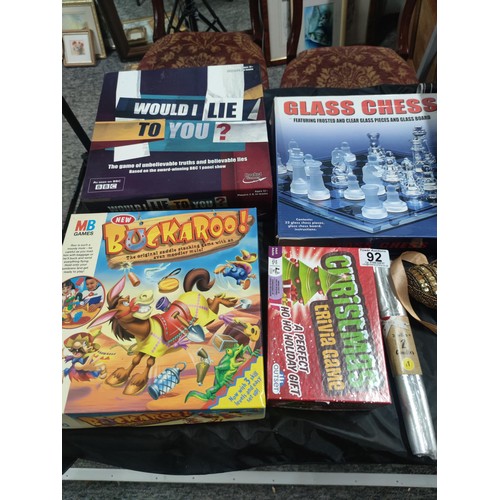 92 - Box of collectables and games inc scented candles, quantity of Laura Ashley wallpaper border, board ... 