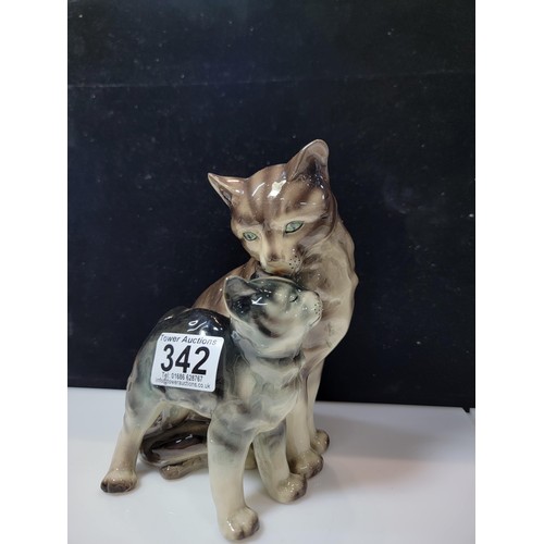 342 - A good quality glazed cat with kitten figure by Erphila Germany numbered 2354, in great condition ju... 