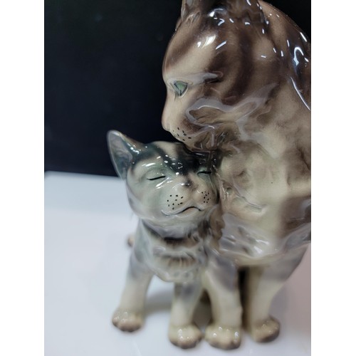 342 - A good quality glazed cat with kitten figure by Erphila Germany numbered 2354, in great condition ju... 