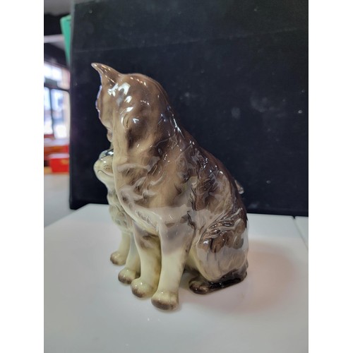 342 - A good quality glazed cat with kitten figure by Erphila Germany numbered 2354, in great condition ju... 