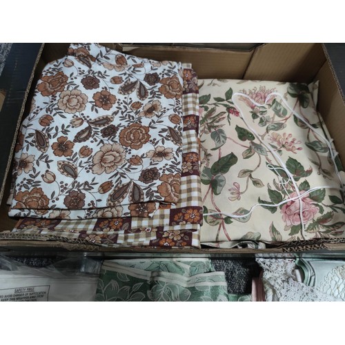 121 - 2x boxes containing a large quantity of material of various sizes inc floral material, retro materia... 