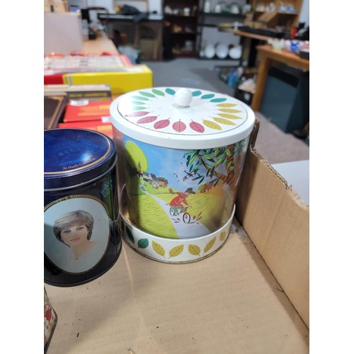 360 - Box of collectables inc collection of vintage tins, inc a Butlins holiday camps tin, collection of b... 