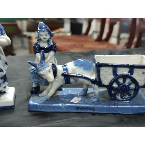 380 - A quantity of Delftware, (2 items marked Delft) includes a ceramic wind up clock.