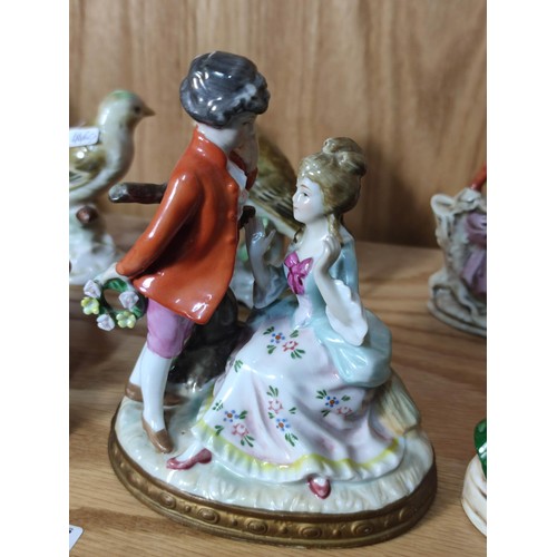 385 - A quantity of good quality German figurines, including some Dresden, please study photos for more de... 