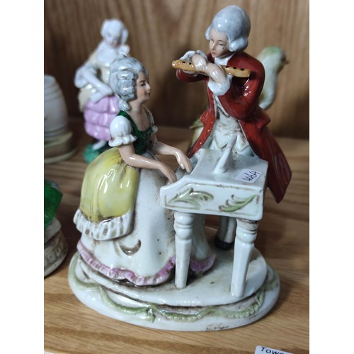 385 - A quantity of good quality German figurines, including some Dresden, please study photos for more de... 