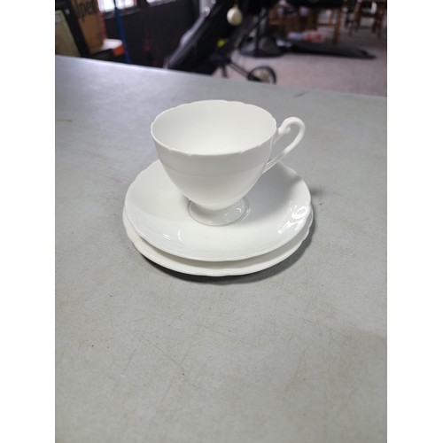 372 - Box containing a large quantity of china inc a white duchess bone china part tea set along with a La... 