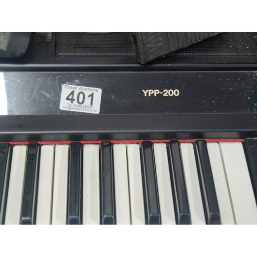 401 - A Yamaha YPP-200 full scale 88 key keyboard with stand. Includes power supply and sustain pedal.