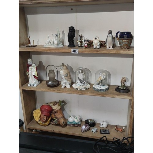 403 - A large quantity of collectable ornamental items to include Bossoms chalk head bust with horse, a ha... 