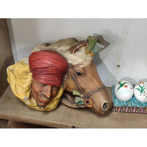 403 - A large quantity of collectable ornamental items to include Bossoms chalk head bust with horse, a ha... 