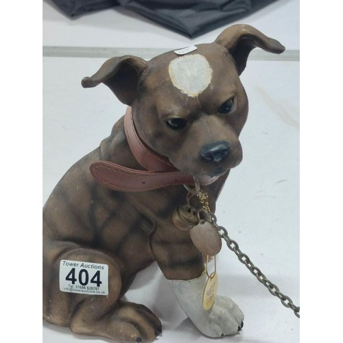 404 - A Regency fine arts Staffordshire Bull terrier figure with lead.