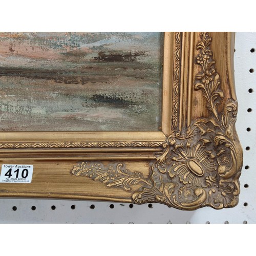 410 - A large gilt framed Parisian oil painting after Caroline Burnett. Contains an indistinct signature o... 