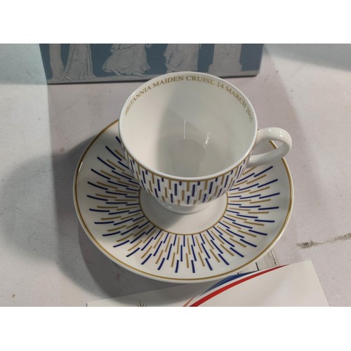 419 - Pair boxed Wedgwood Britannia Maiden Cruise Teacups & Saucers - 14 March 2015 along with Original Da... 