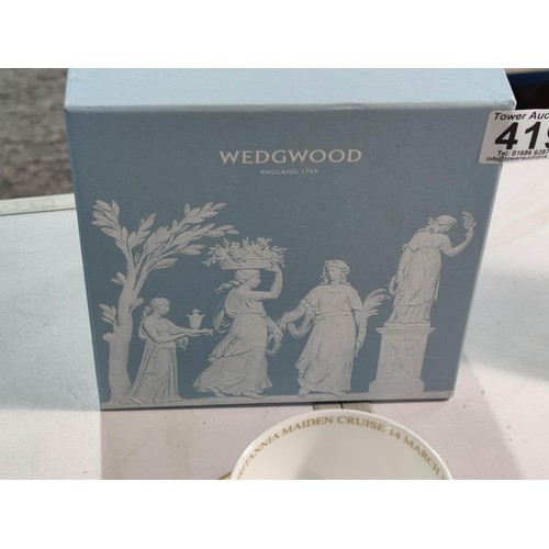 419 - Pair boxed Wedgwood Britannia Maiden Cruise Teacups & Saucers - 14 March 2015 along with Original Da... 