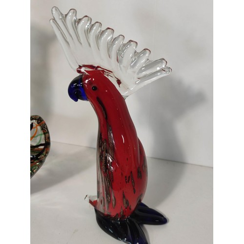 425 - 4x Colourful Studio Art Glass animal figures.