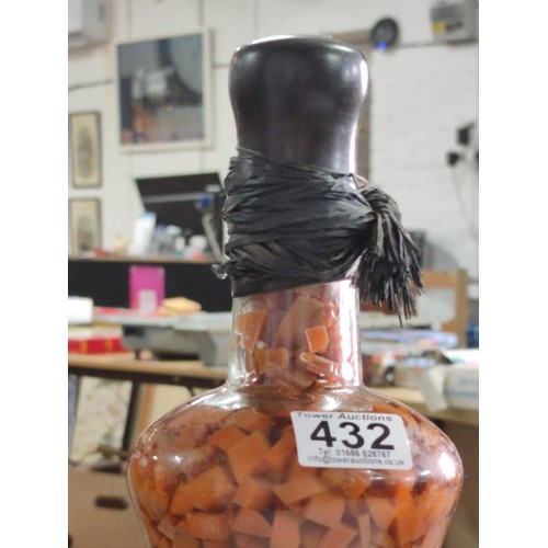 432 - Vintage Italian vinegar infused decorative bottles.