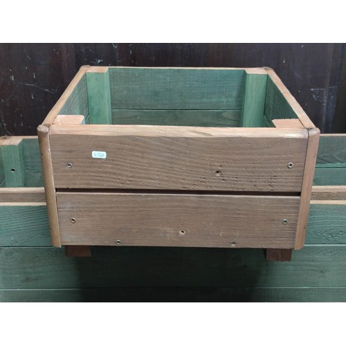 455 - 2x large wooden hand made locally made planters along with a smaller planter, all have been treated ... 