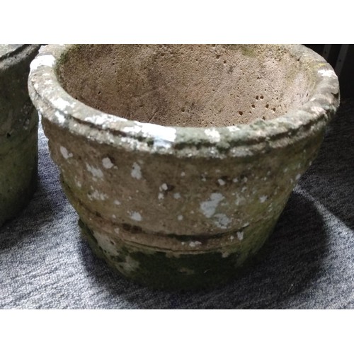 458 - 2x Large stoneware planters in good order, straight from the garden, measure 30cm high by 42cm in di... 