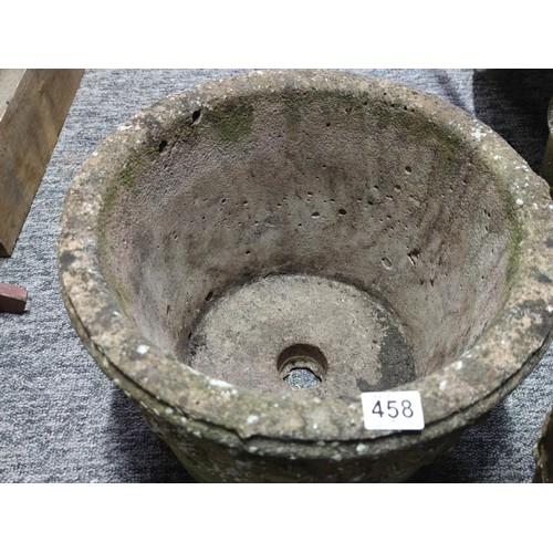 458 - 2x Large stoneware planters in good order, straight from the garden, measure 30cm high by 42cm in di... 