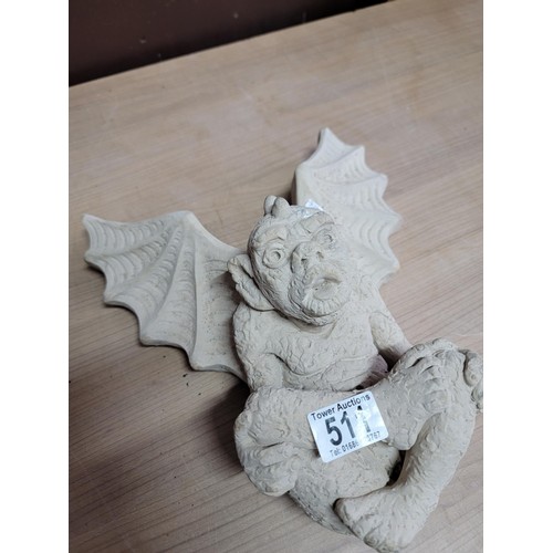 511 - Good quality concrete gargoyle wall hanger in good well detailed condition stands at 36cm high