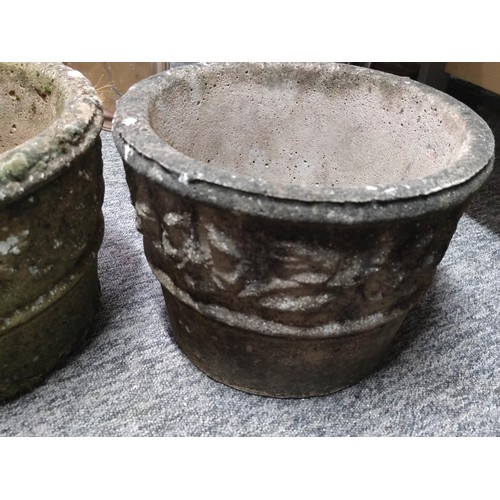 459 - 2x Large stoneware planters in good order, straight from the garden, measure 30cm high by 42cm in di... 