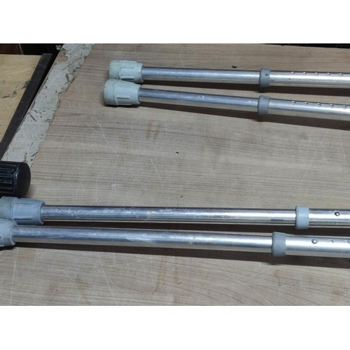 463 - 2x pairs of aluminium crutches with adjustable settings both pairs in good order