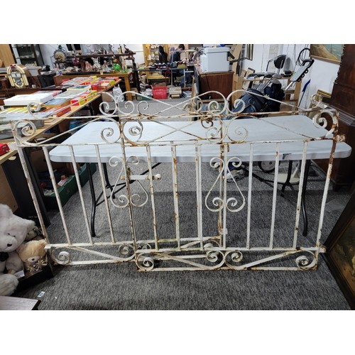 526 - 2x wrought iron gates for a driveway with scroll design width per gate of 114cm